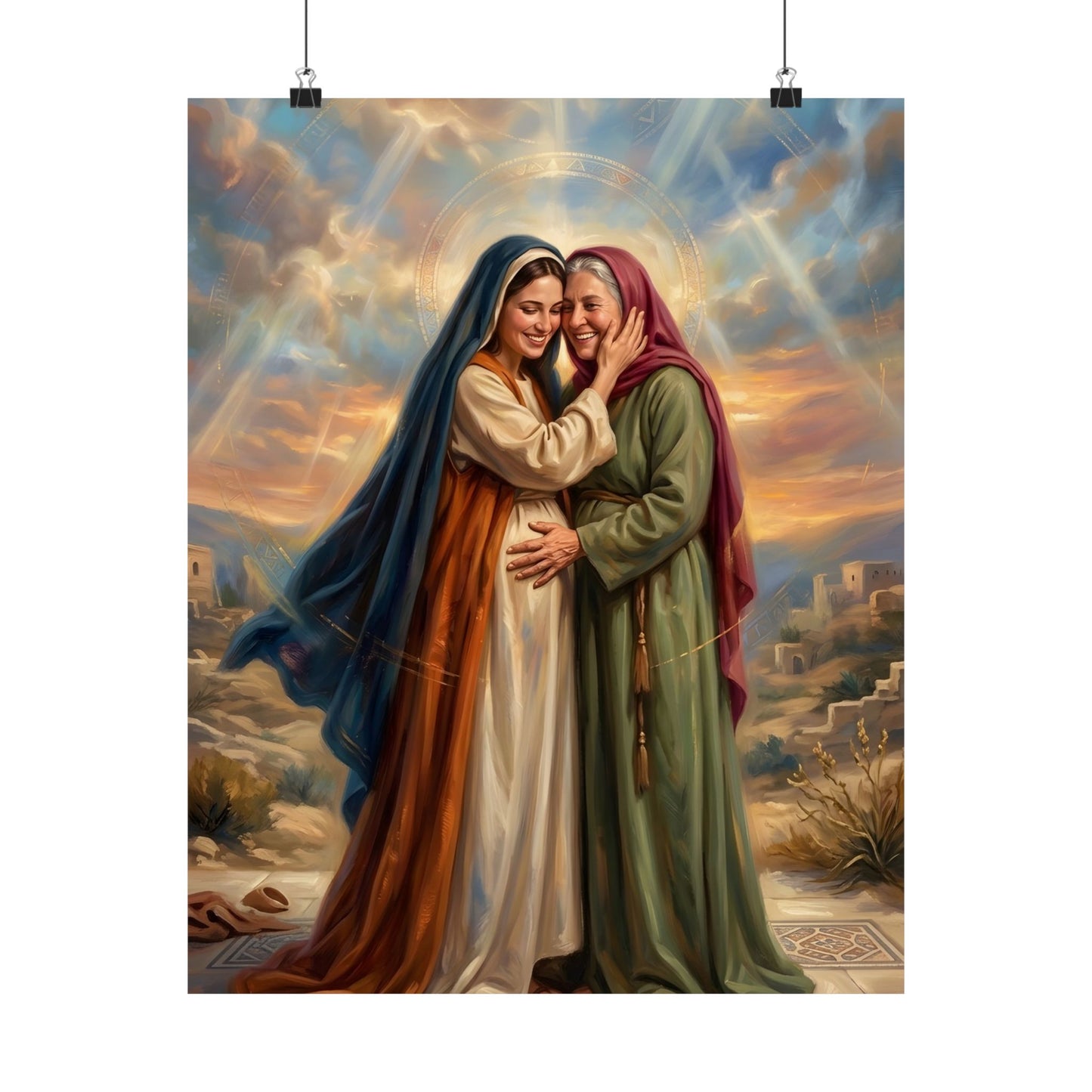 “Blessed Among Women - Mary and Elizabeth Embrace” - Poster