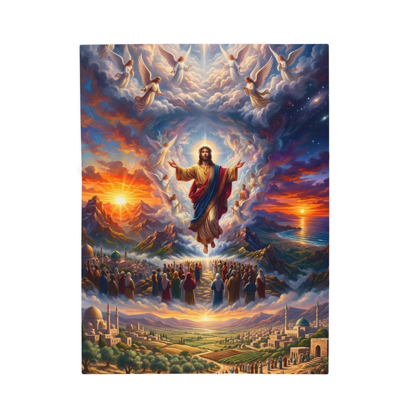 “From Sunrise to Sunset - God Enthroned Above All Nations” - Plush Blanket