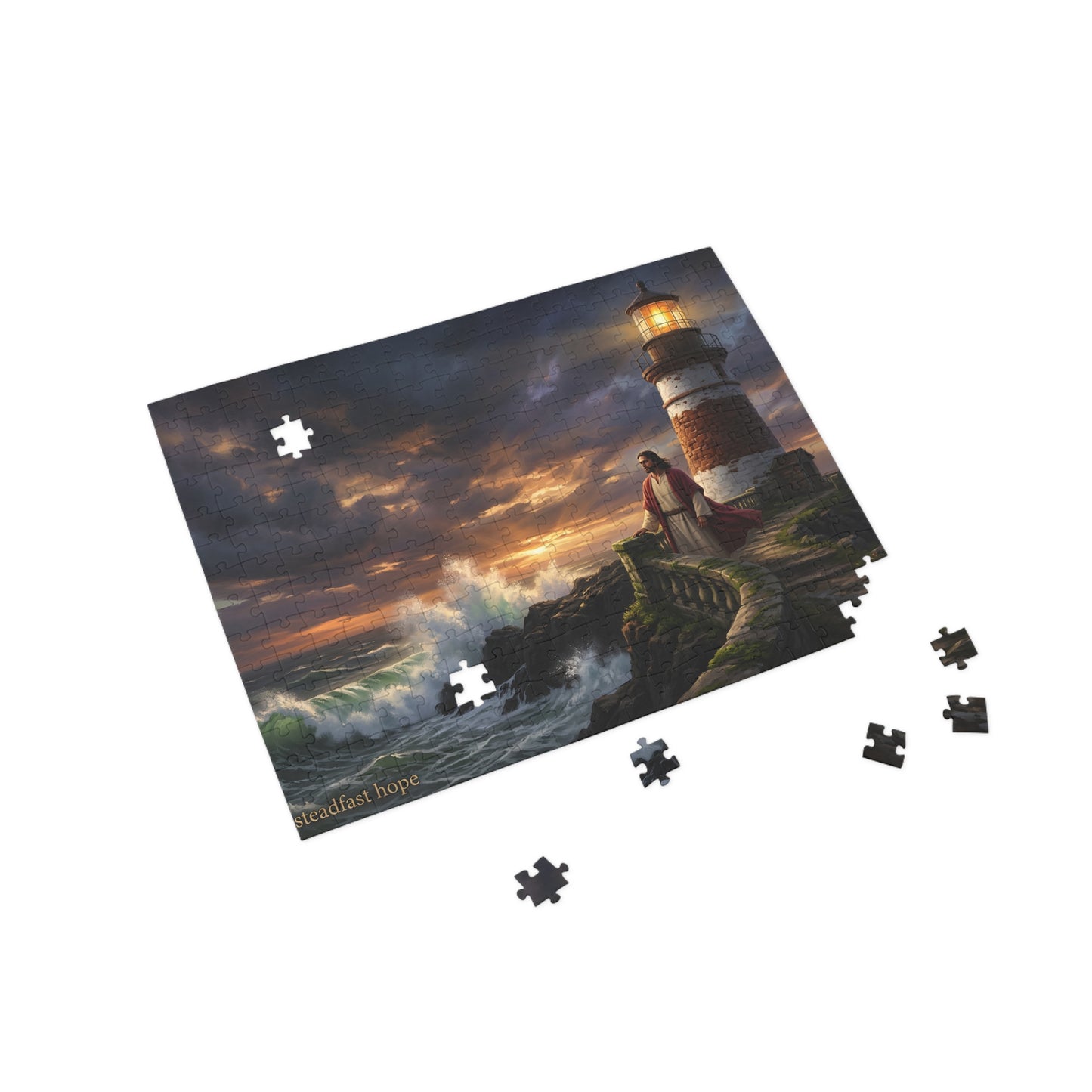“Steadfast Hope - Lighthouse in the Storm” - Jigsaw Puzzle