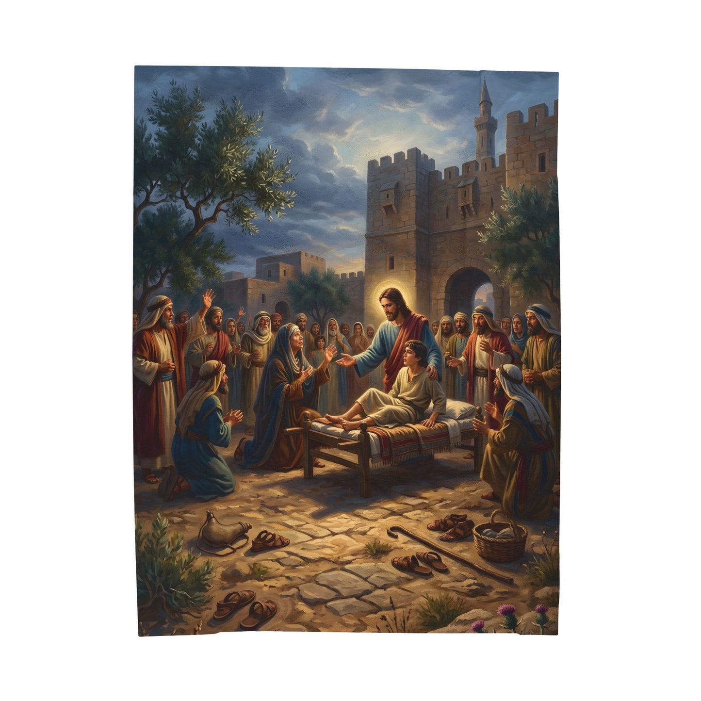“Arise, Young Man - Resurrection at Nain” - Plush Blanket