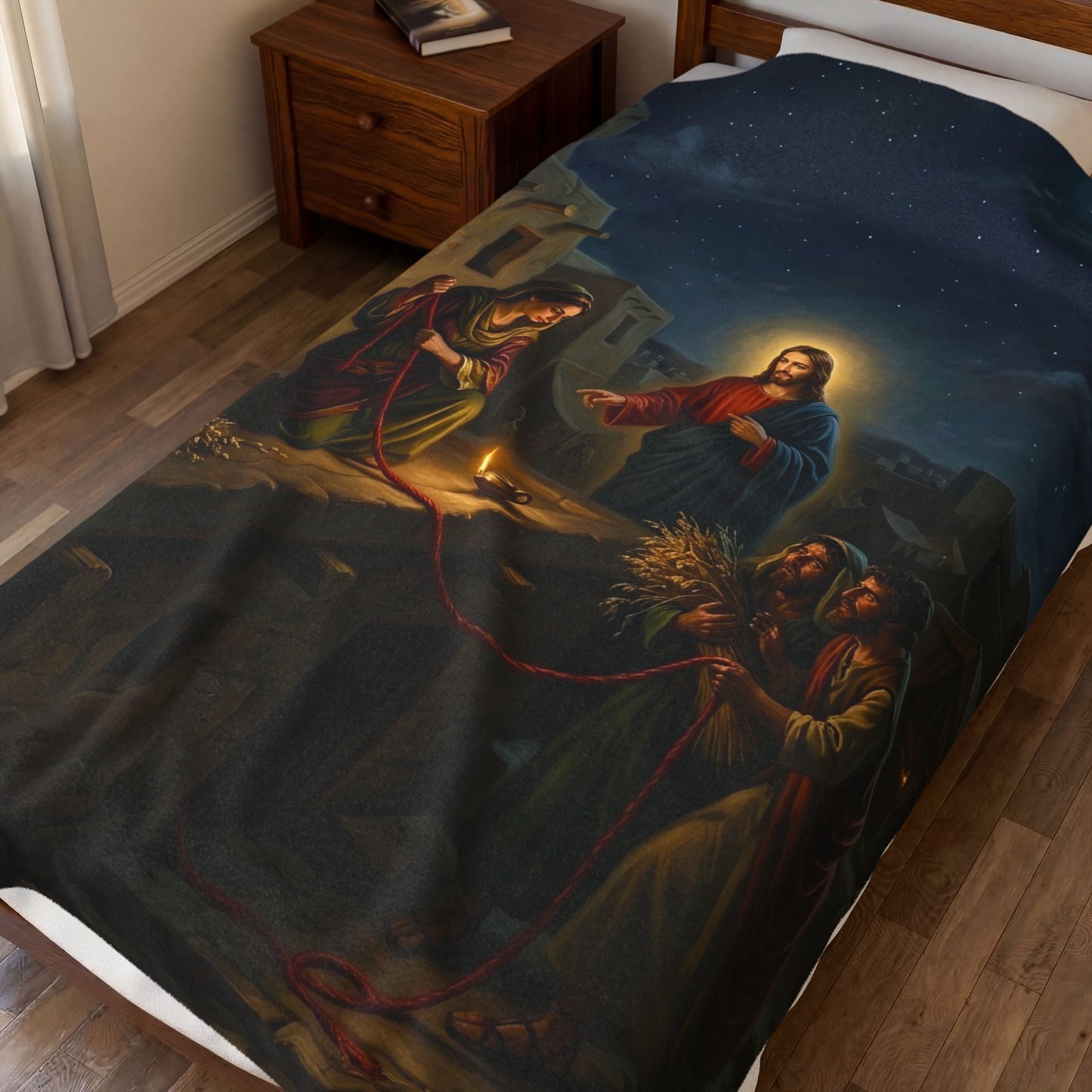 “Scarlet Cord - Rahab and the Spies” - Plush Blanket