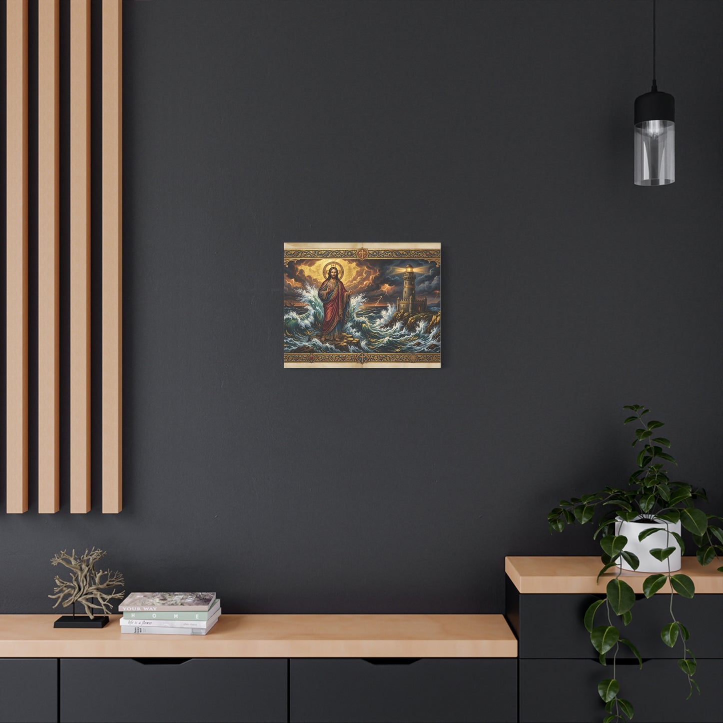“Steadfast Hope - Lighthouse in the Storm” - Canvas Art